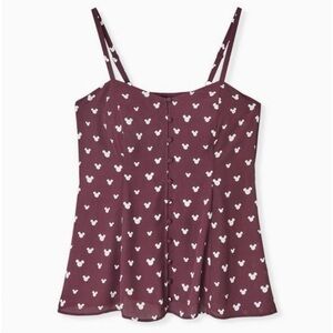Disney Mickey Mouse Georgette Burgundy Purple Fit & Flare Cami